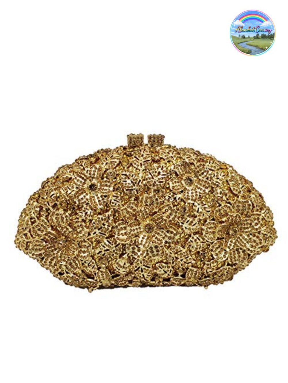 Flower Crystal Rhinestone Clutch Purse with Detachable Chain Straps for Wedding